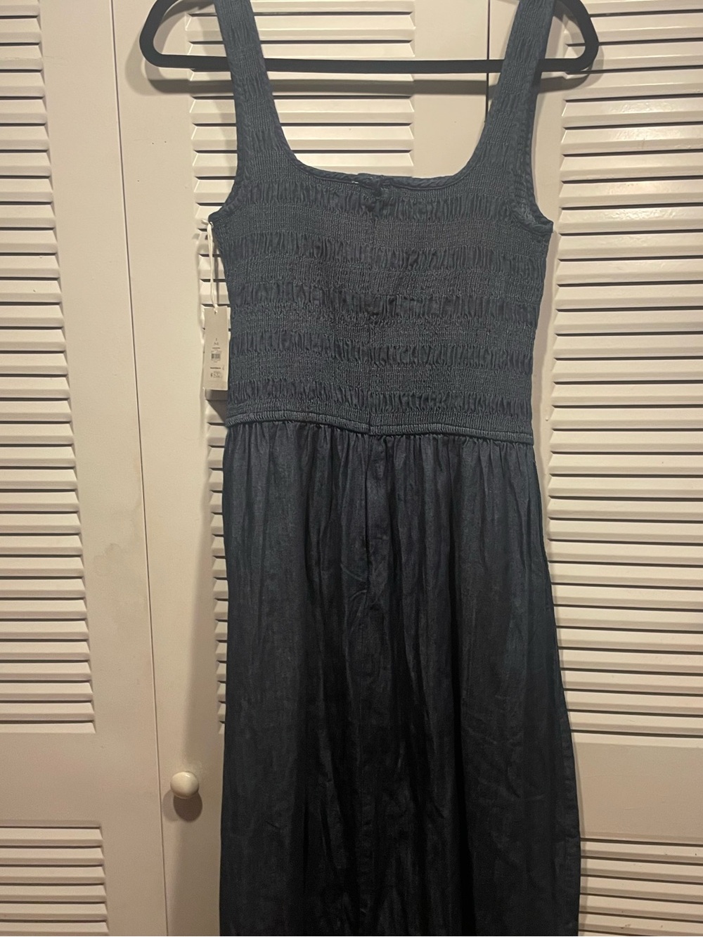 Free Assembly Dark Denim Smocked Tank Midi dress - Picture 7 of 7